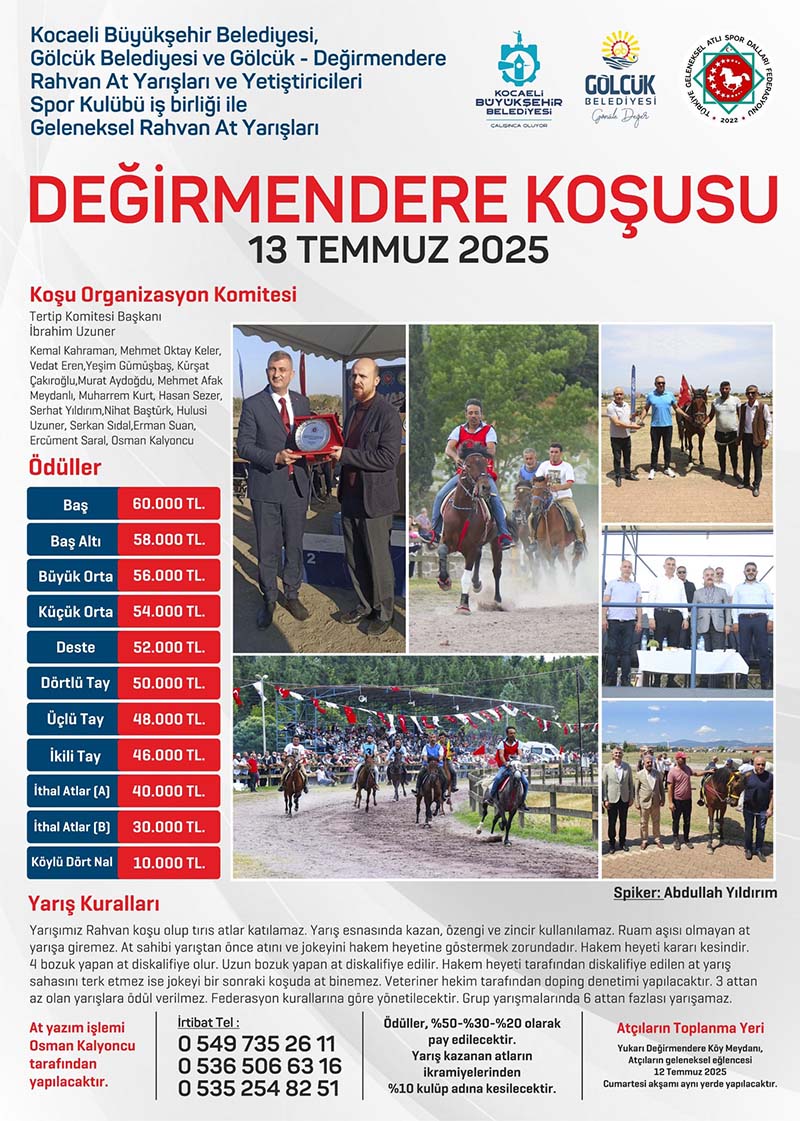 RAHVAN AT HEYECANI 13 TEMMUZ’DA GÖLCÜK’TE YAŞANACAK