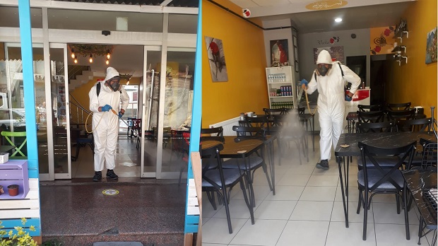 Kafe ve lokantalar dezenfekte edildi