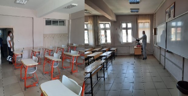 Okullarda dezenfekte ve temizlik çalışması