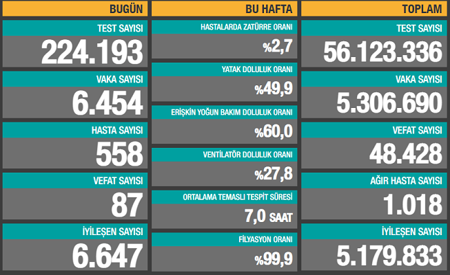 Günlük vaka sayısı 6 binin üzerinde