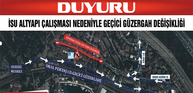 Hereke’de geçici güzergâh