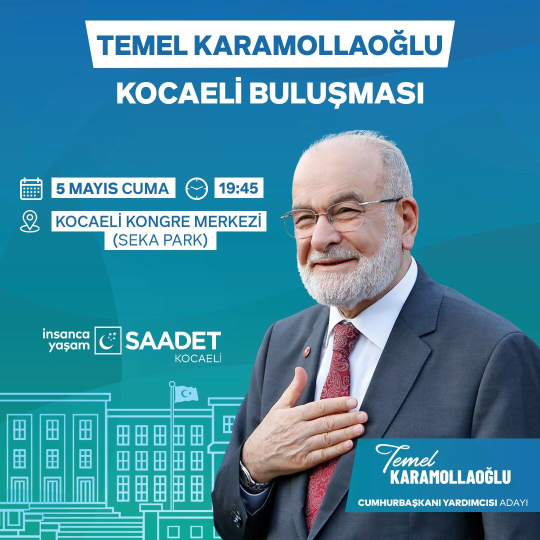 Karamollaoğlu 5 Mayıs Cuma günü Kocaeli’de