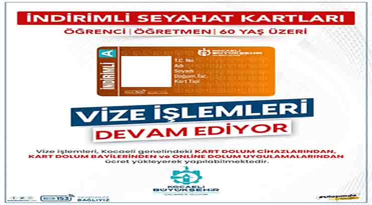 İndirimli Kocaelikart vize işlemlerinde son tarih 1 Ocak