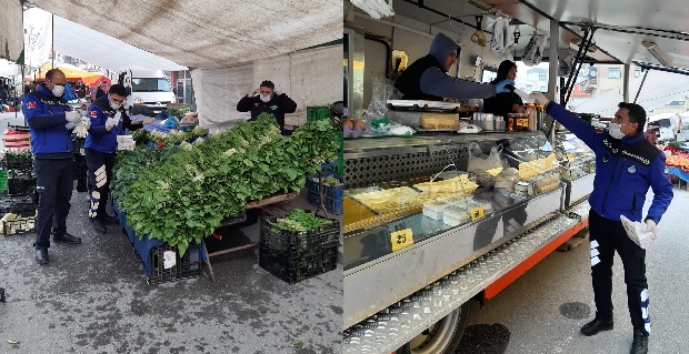 Pazarcı esnafına maske ve eldiven